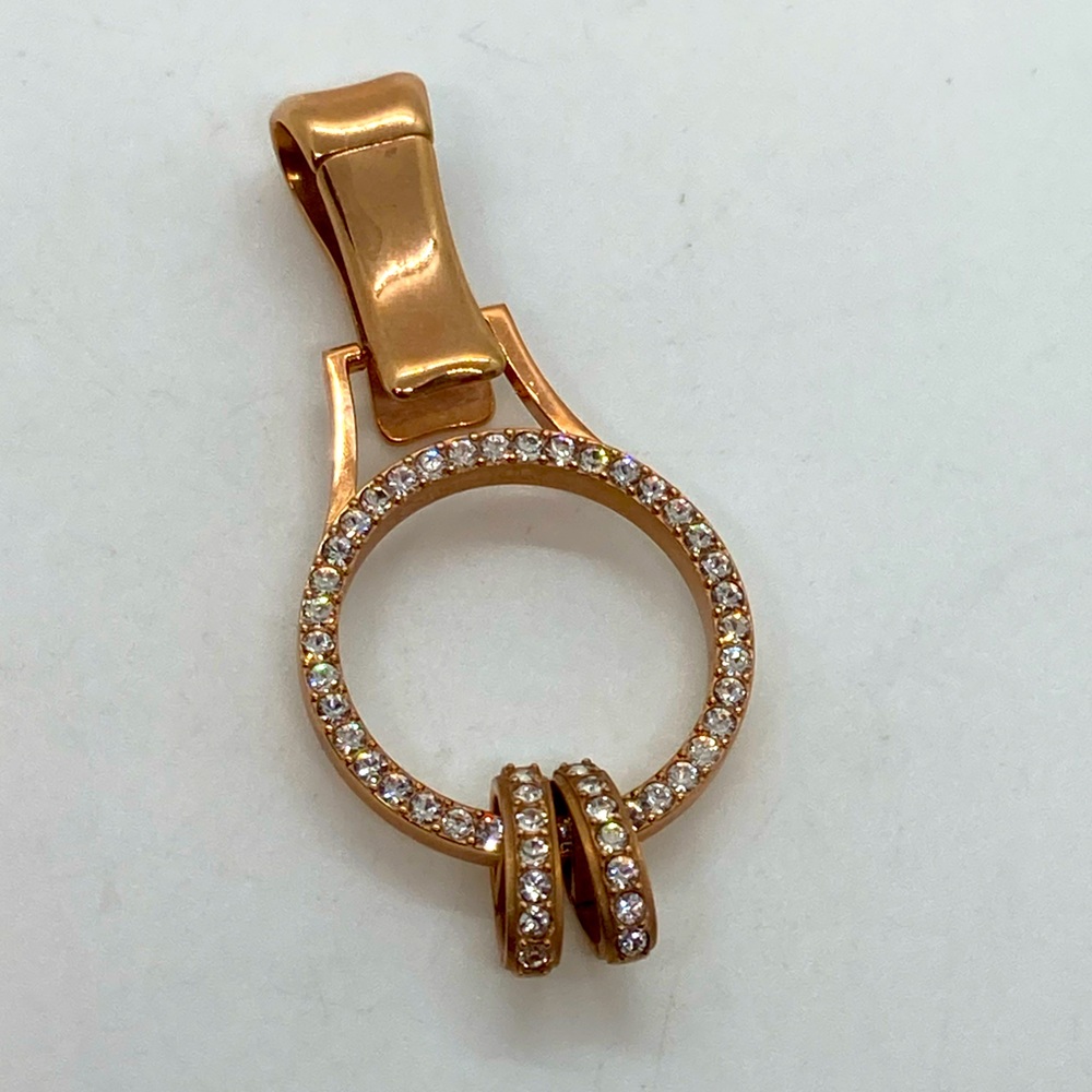 Origami Owl Rose Gold Tone & Swarovski Crystal Circle Landyard | 2” Length